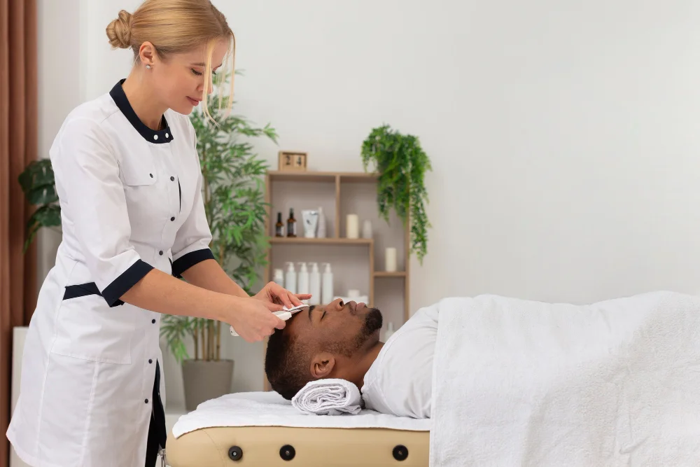 Man enjoys spa at home in Aruba
