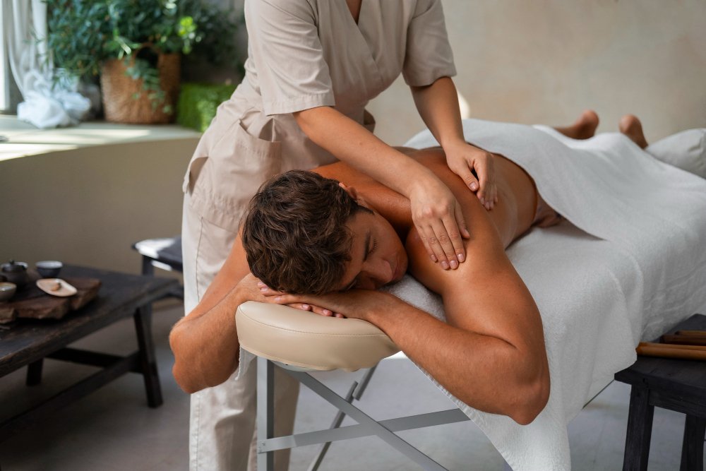Man receiving a full body massage